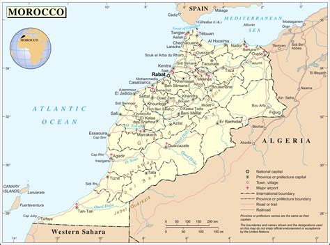 morocco map with cities & towns